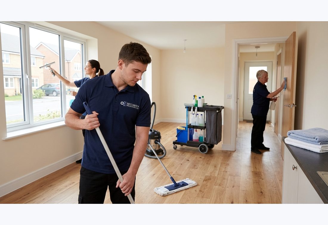 Security Projects UK cleaning team working a managed residential property