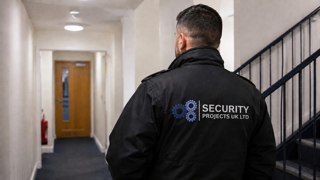 Uniformed Security Projects UK officer on duty